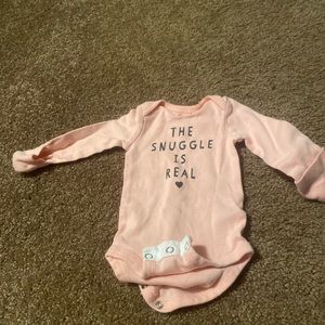 Carter’s NB Babygirl Light Pink Long-sleeve the snuggle is real Onesie